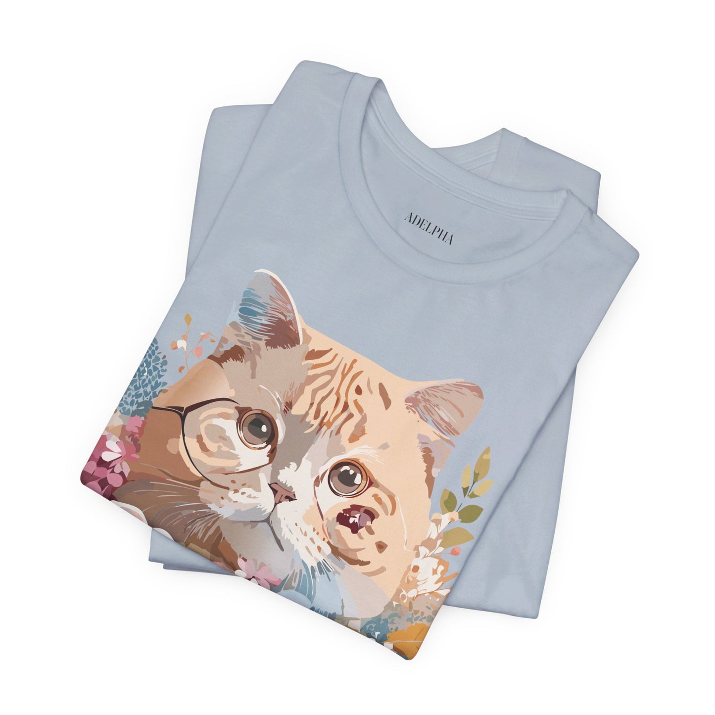 Natural Cotton Tee Shirt with Cat