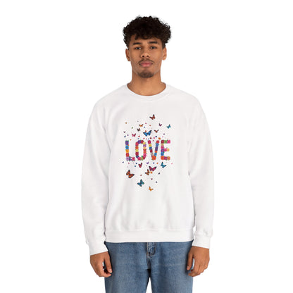 Unisex Floral Love Sweatshirt Fifty Fifty Cotton Poly Valentines Day