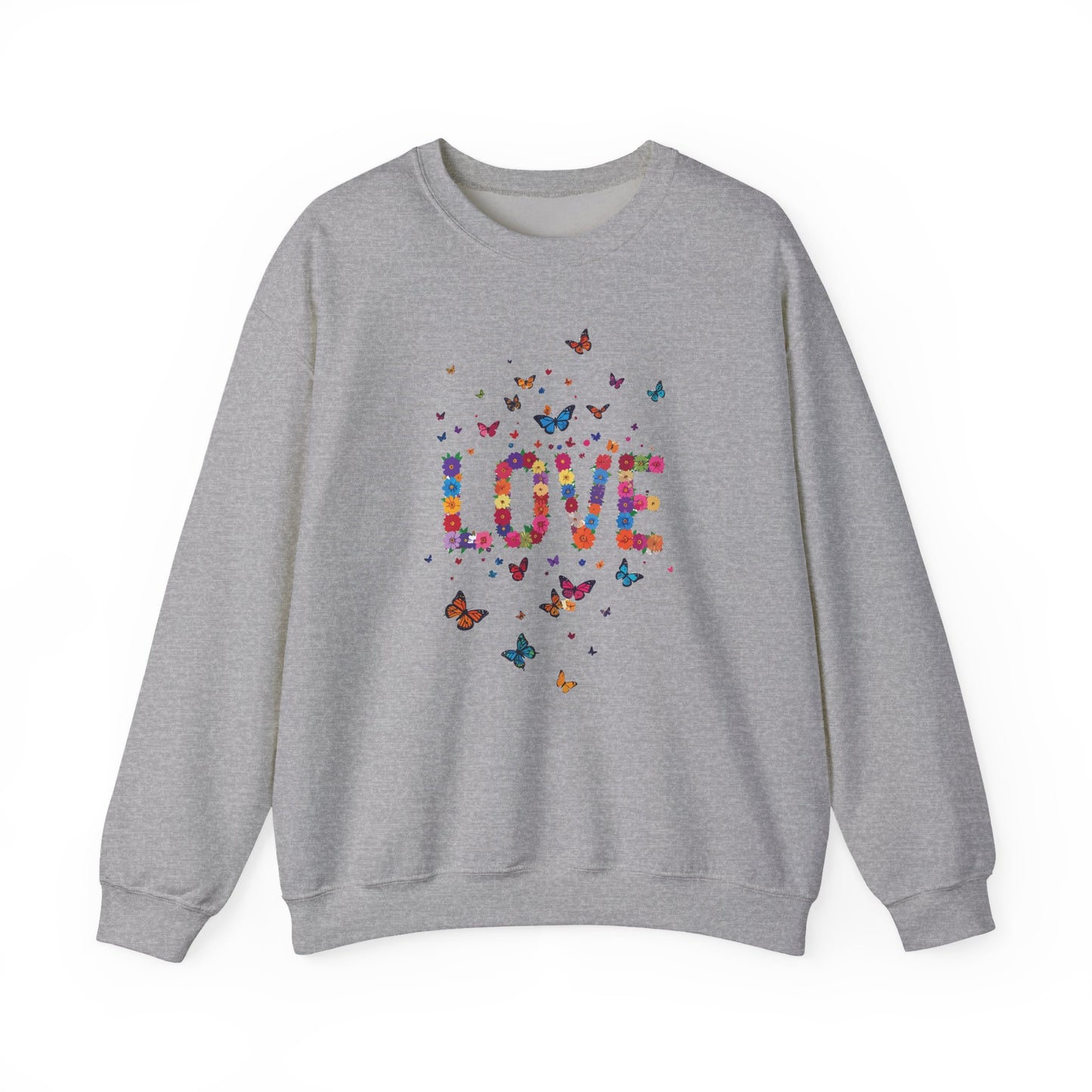 Unisex Floral Love Sweatshirt Fifty Fifty Cotton Poly Valentines Day