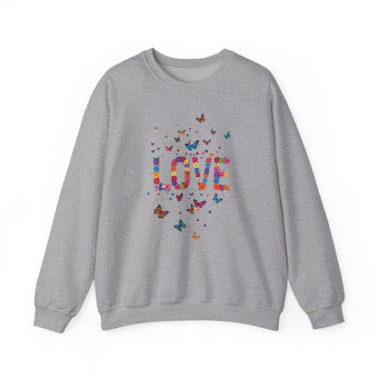 Unisex Floral Love Sweatshirt Fifty Fifty Cotton Poly Valentines Day