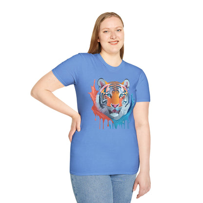 Unisex Tiger Tee Gildan Softstyle Animal Print Shirt Ring Spun Cotton
