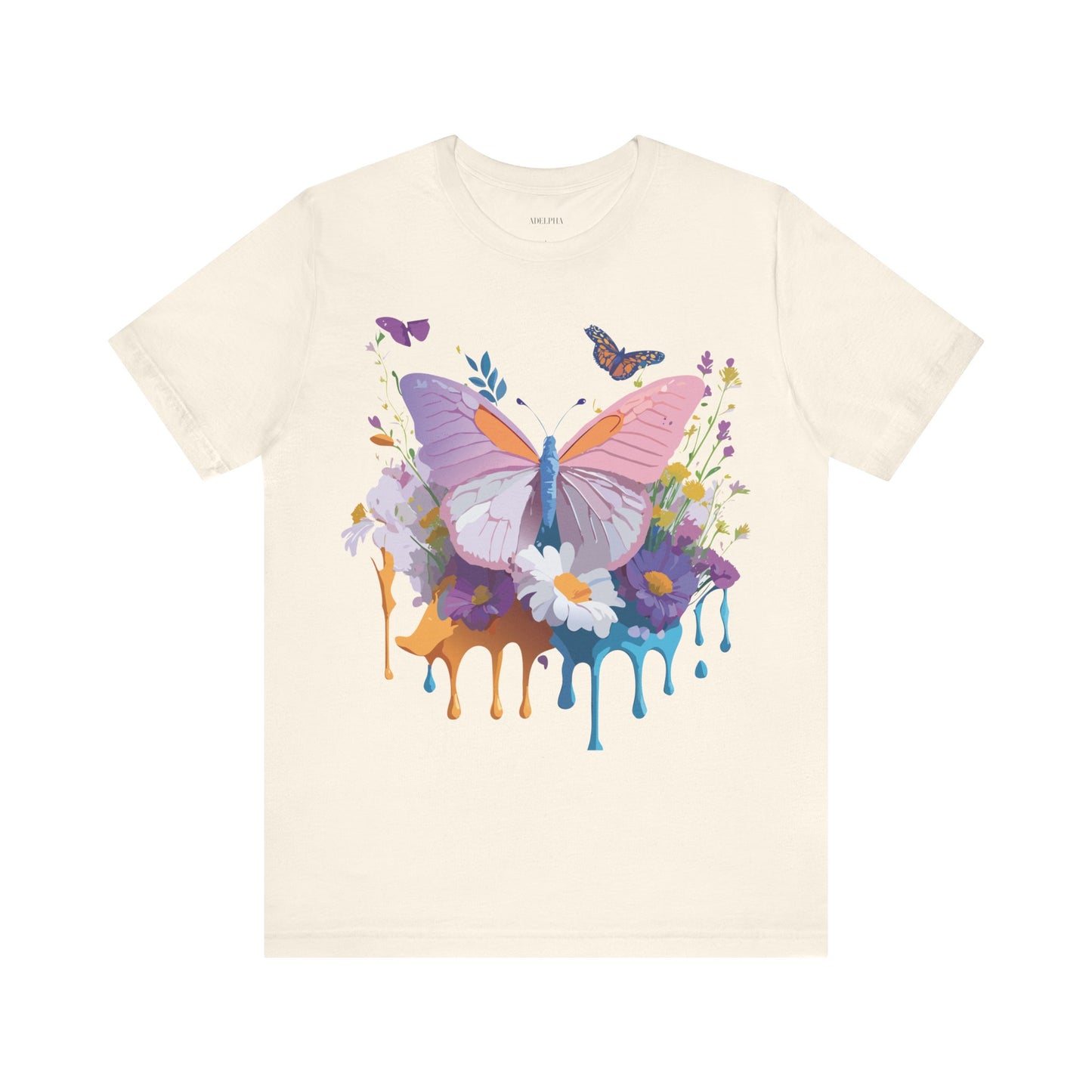 Natural Cotton Tee Shirt with Butterfly