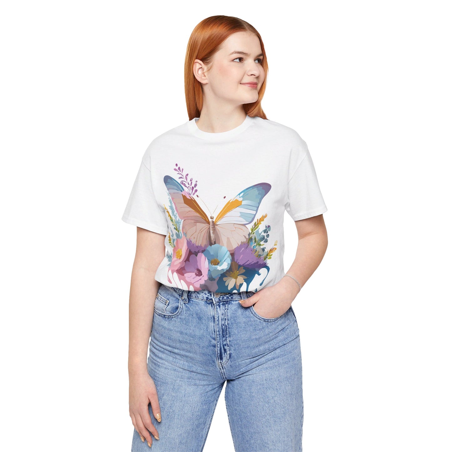 T-Shirt aus natürlicher Baumwolle mit Schmetterling