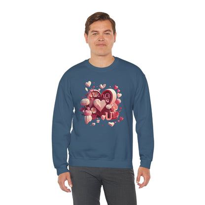 Unisex Floral Big Heart Sweatshirt Love Floral Valentine Day Cotton Poly Blend
