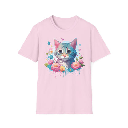 Cat Shirt Unisex Tee Kitten Cat Tee Softstyle 100 Percent Cotton Gildan 64000