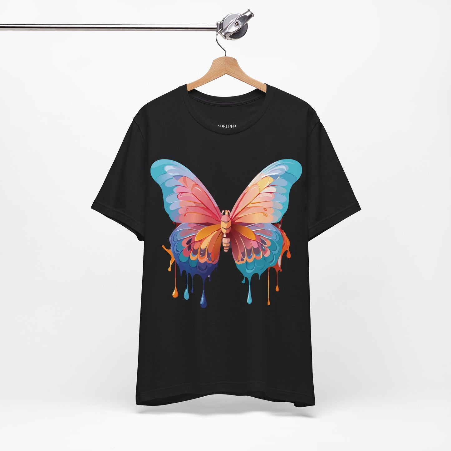 Natural Cotton Tee Shirt with Butterfly