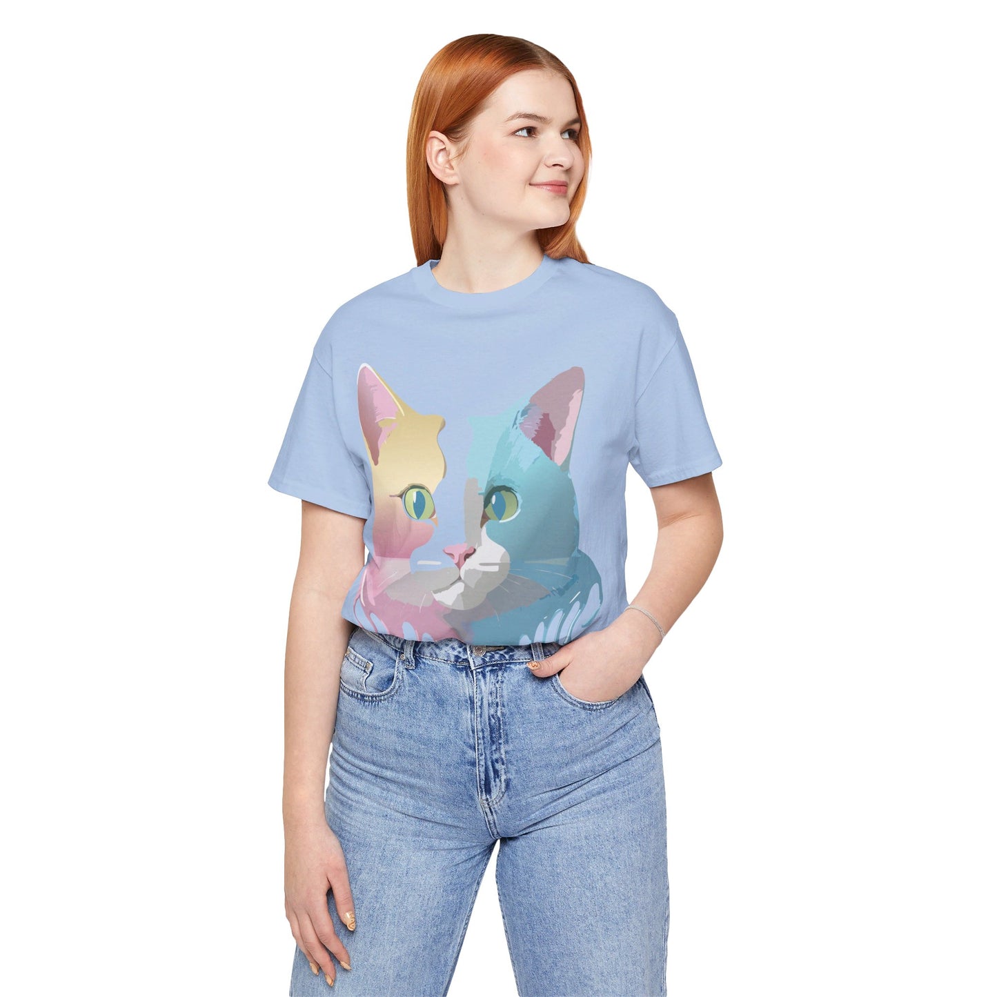 Natural Cotton Tee Shirt with Cat