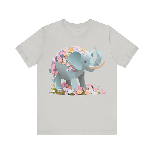 Natural Cotton Tee Shirt with Elephant