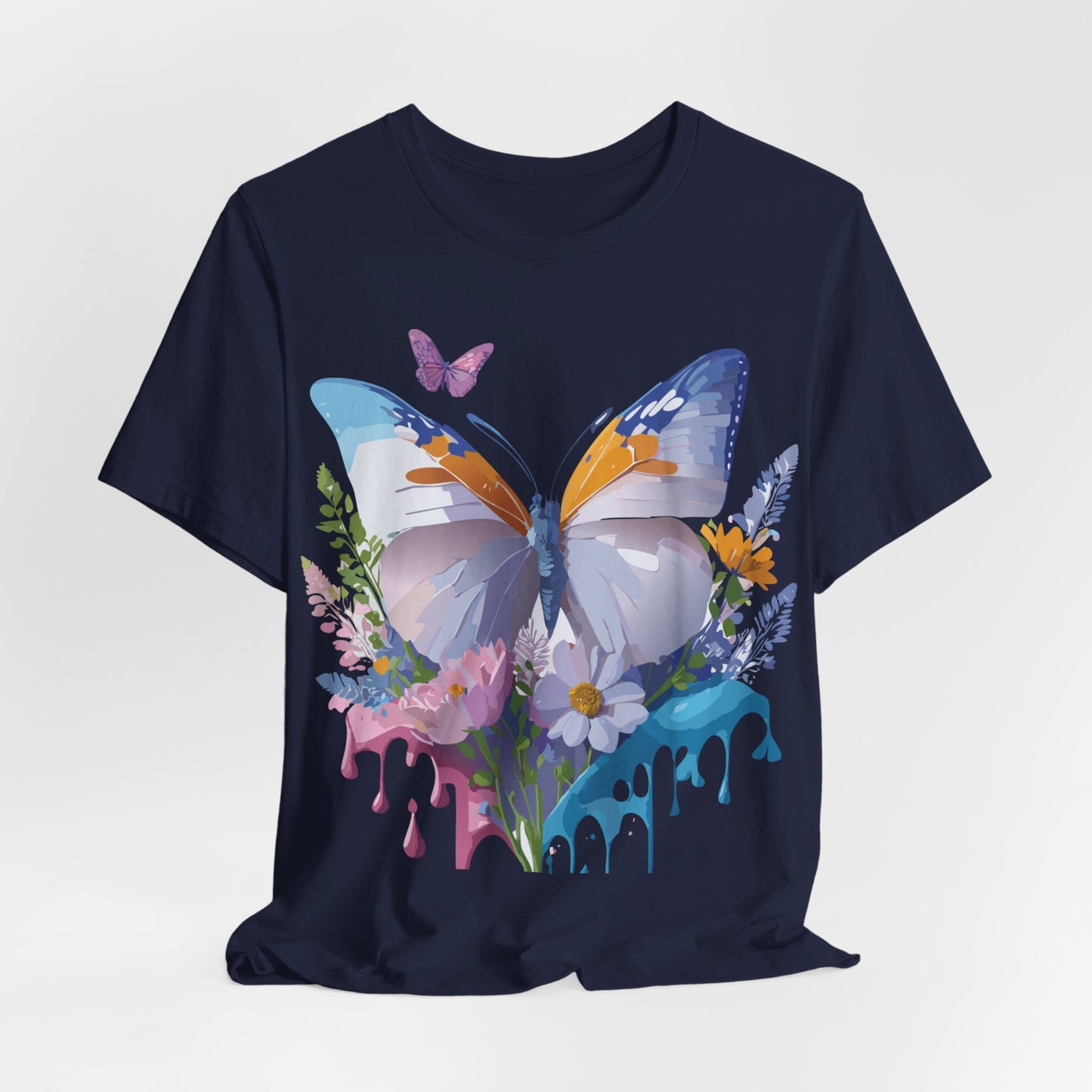 Natural Cotton Tee Shirt with Butterfly