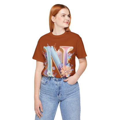 Natural Cotton Tee Shirt - Letters Collection - N Printify