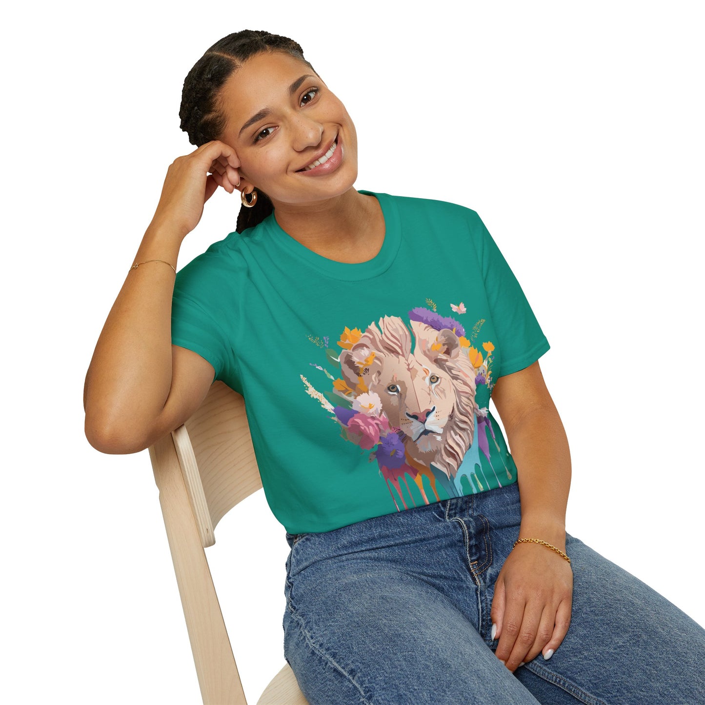 Lion Shirt, Shirt with Lion, Floral Lion Tee, Shirt with Animals