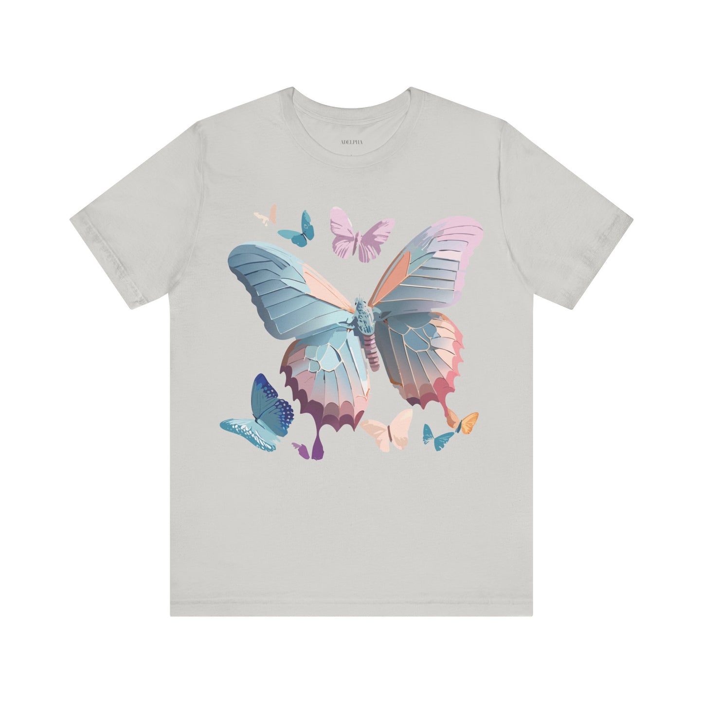 Natural Cotton Tee Shirt with Butterfly