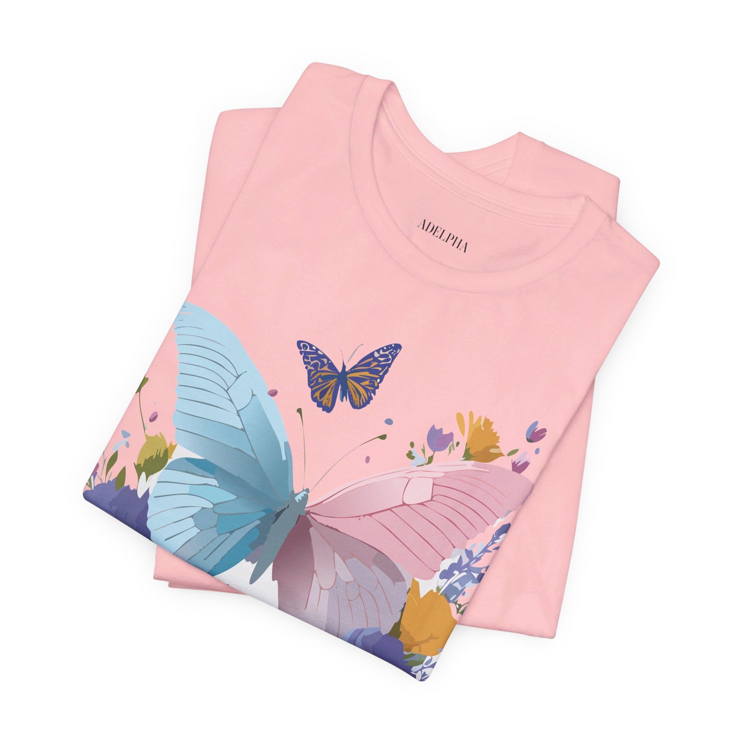 Natural Cotton Tee Shirt with Butterfly