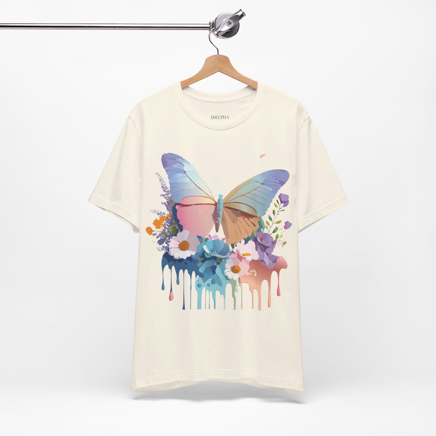 Natural Cotton Tee Shirt with Butterfly