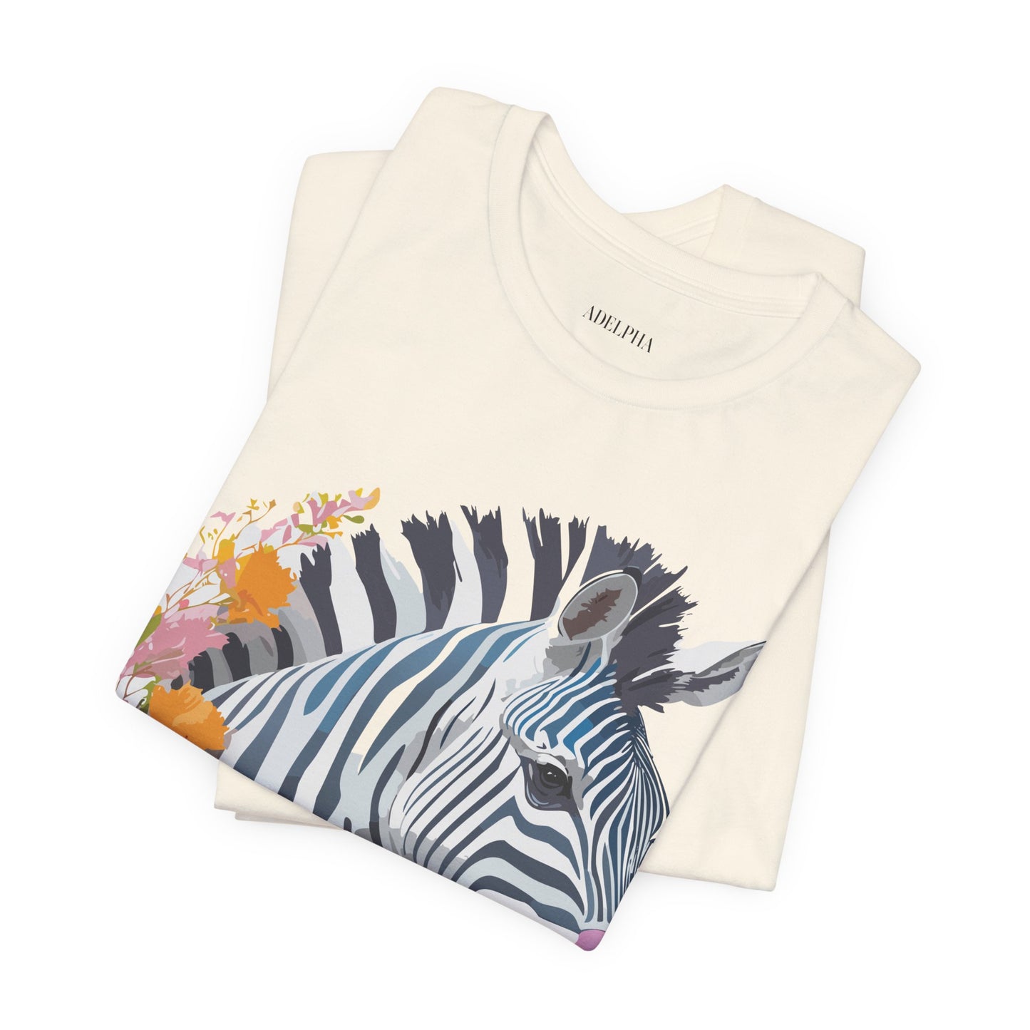 Natural Cotton Tee Shirt with Zebra