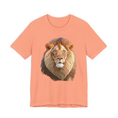 Safari Lion Head Illustration T-Shirt Unisex Cotton Realistic Lion Portrait Tee 3