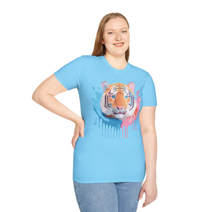 Tiger Shirt Unisex Animal Print Tee Gildan Softstyle 64000 Cotton