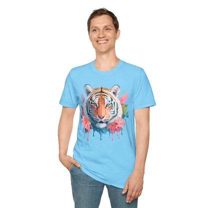 Tiger Print Unisex Softstyle T Shirt Short Sleeve Gildan 64000 Tee