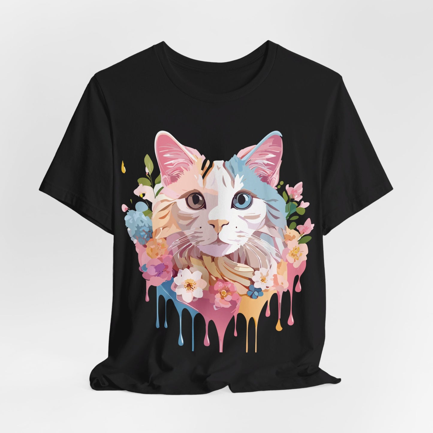 Natural Cotton Tee Shirt with Cat