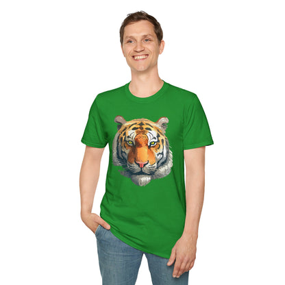 Tiger Print T Shirt Unisex Animal Tee 100 Percent Cotton Softstyle Gildan 64000