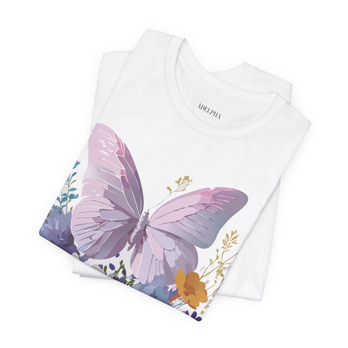 Natural Cotton Tee Shirt with Butterfly