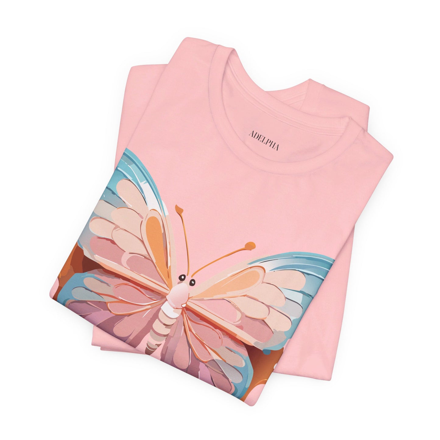 Natural Cotton Tee Shirt with Butterfly