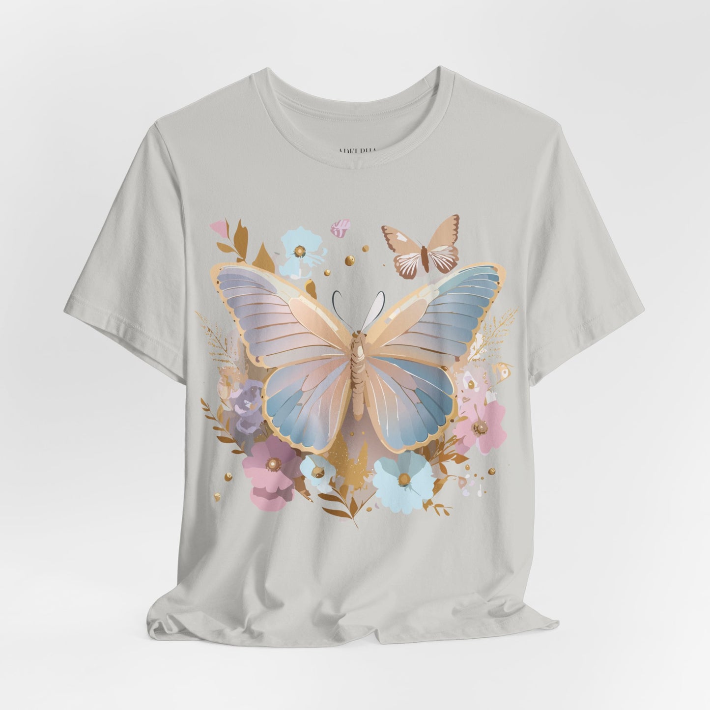 Natural Cotton Tee Shirt with Butterfly