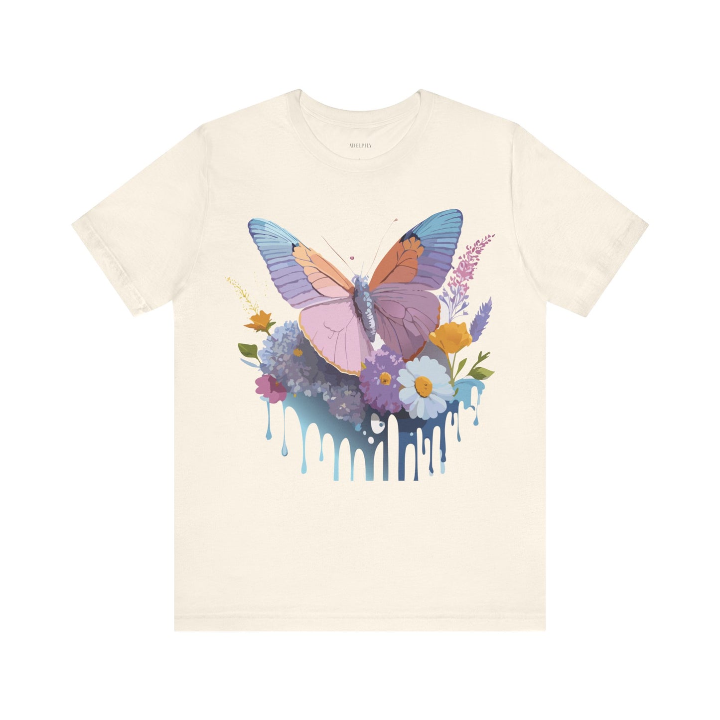 Natural Cotton Tee Shirt with Butterfly