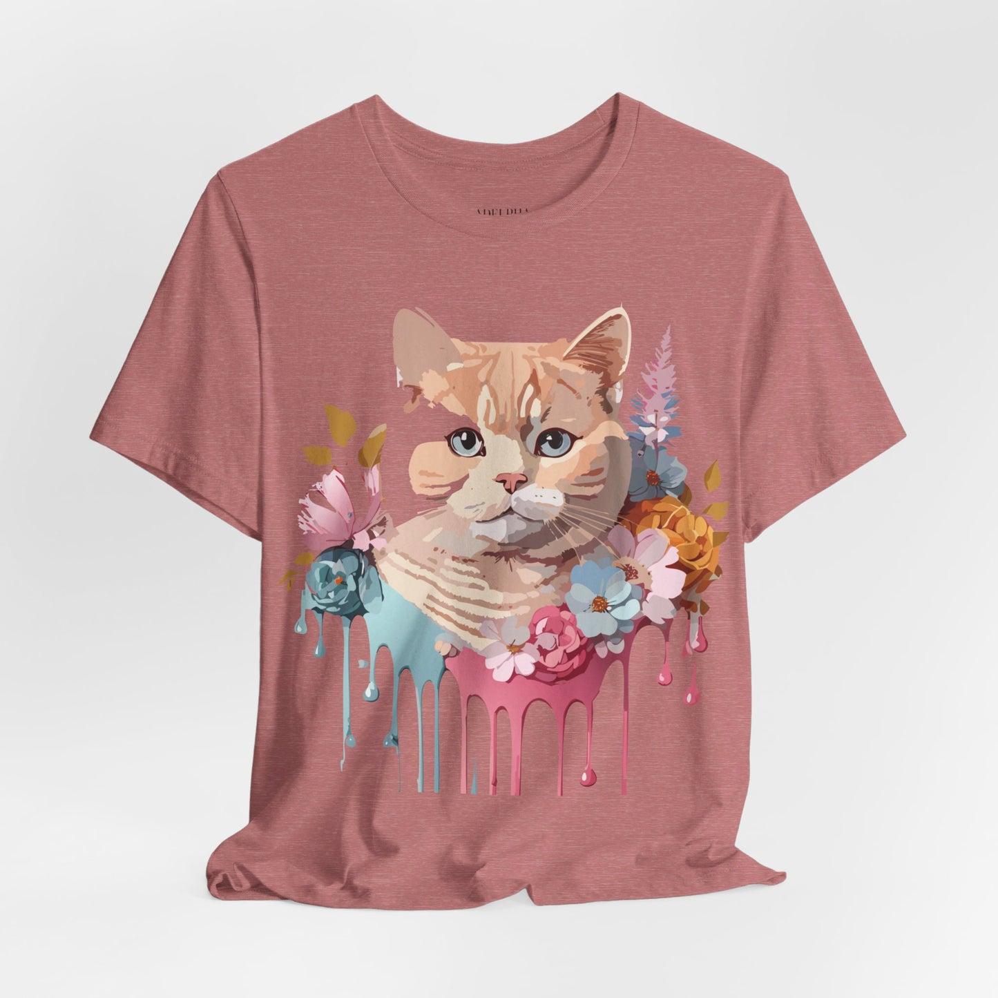 Natural Cotton Tee Shirt with Cat