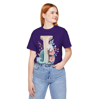 Natural Cotton Tee Shirt - Letters Collection - J Printify
