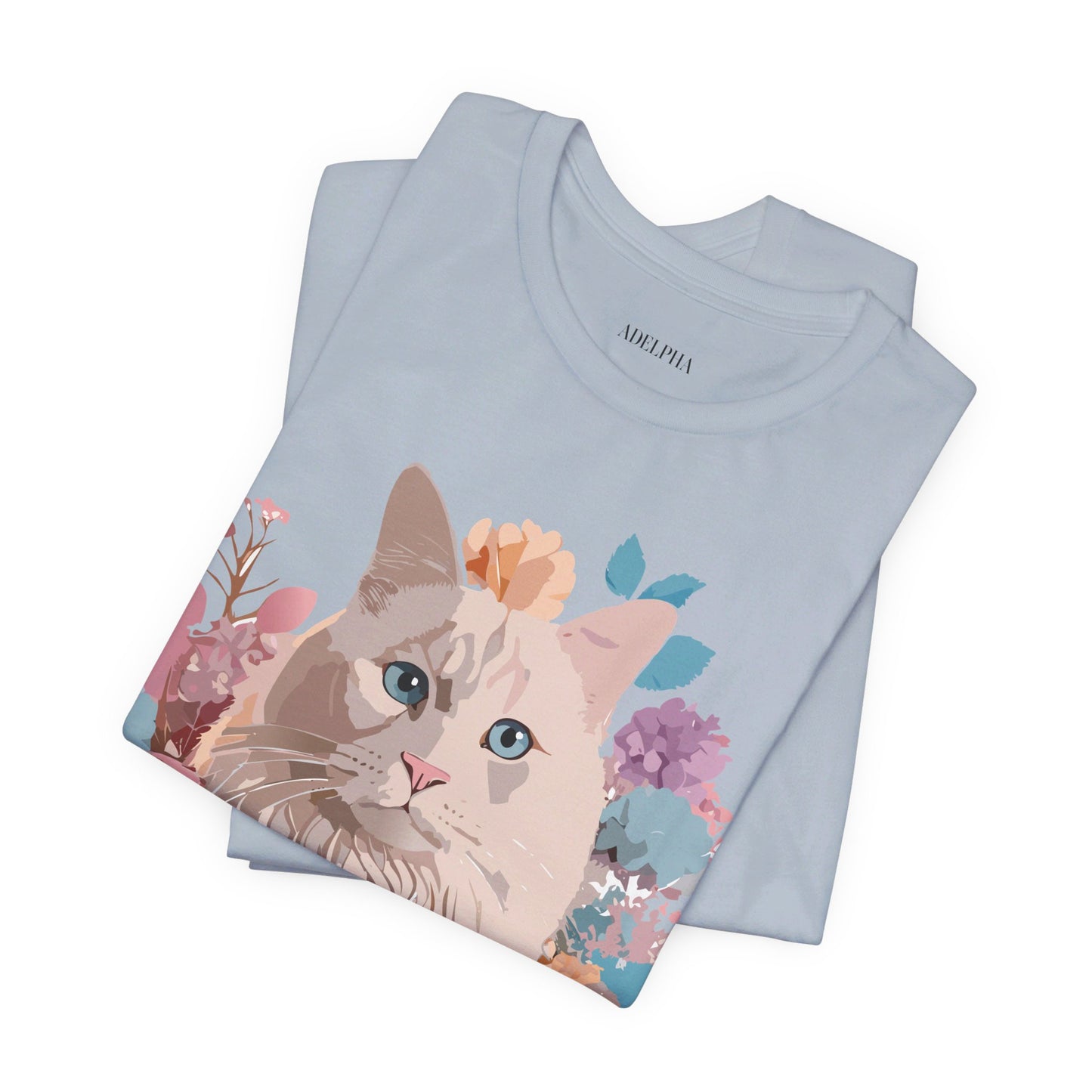 Natural Cotton Tee Shirt with Cat