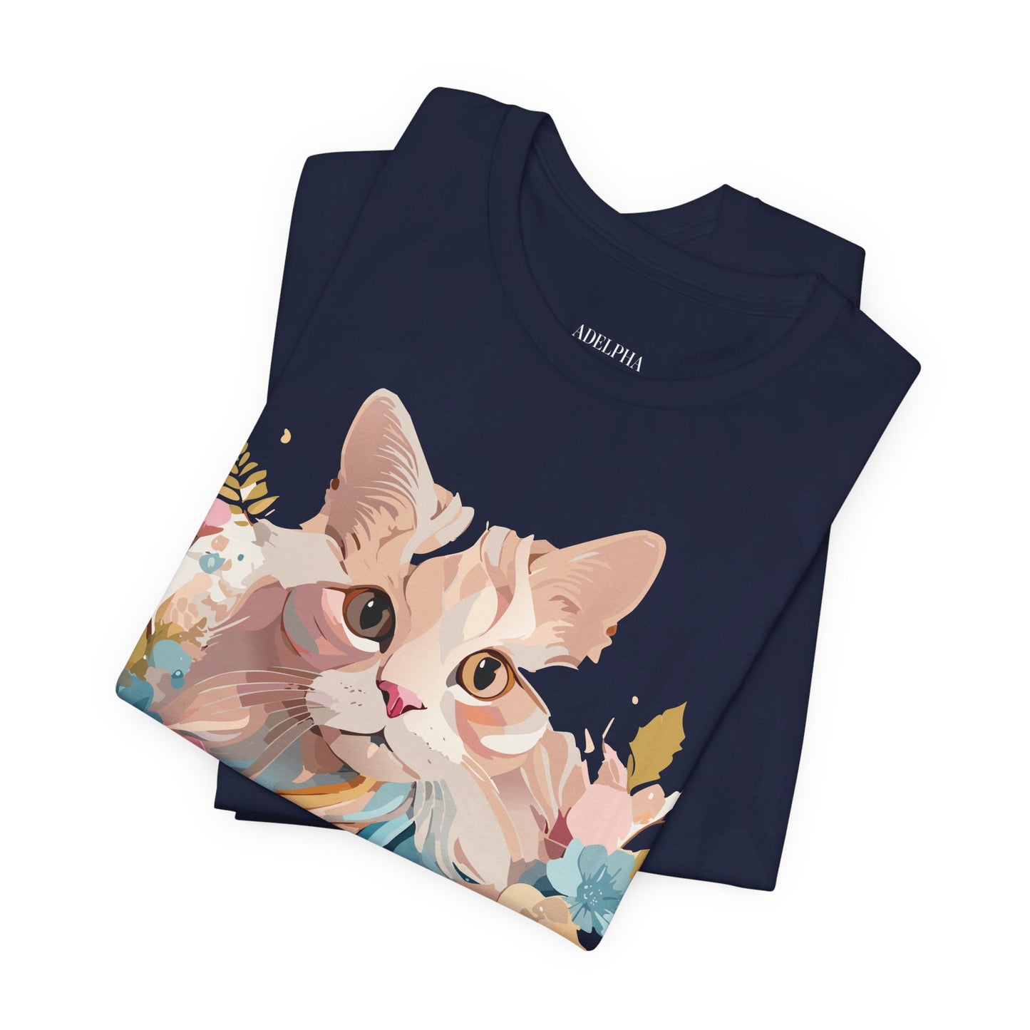 Natural Cotton Tee Shirt with Cat