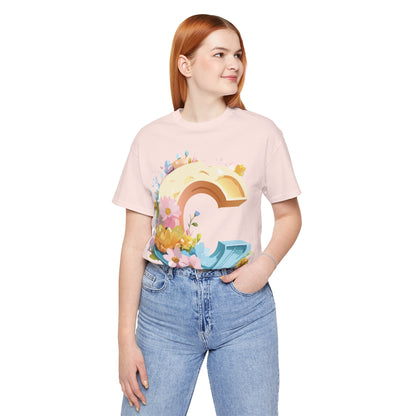 Natural Cotton Tee Shirt - Letters Collection - C Printify