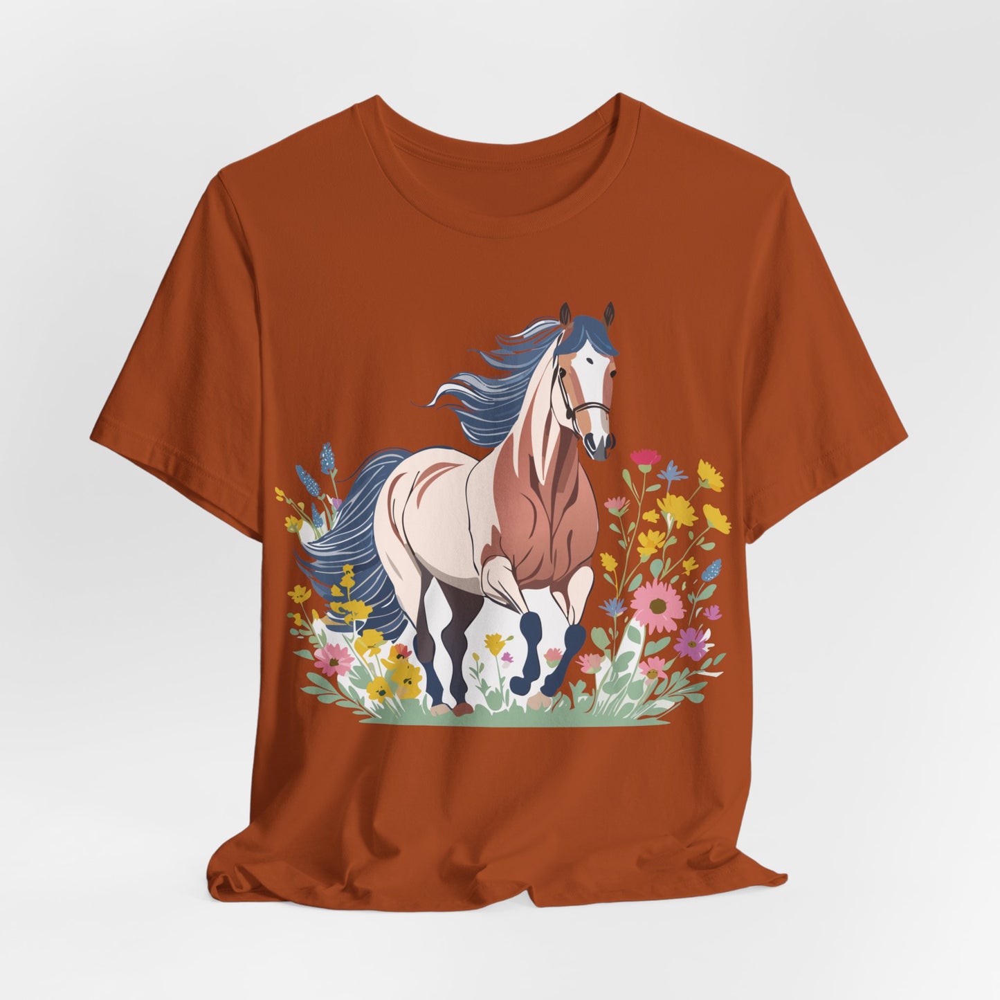 Natural Cotton Tee Shirt with Horse