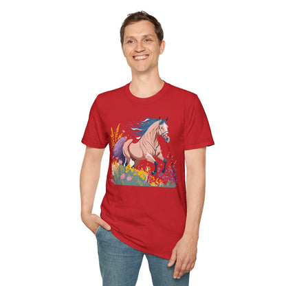 Unisex Horse Shirt With Animal Design Gildan Softstyle 64000 Tee