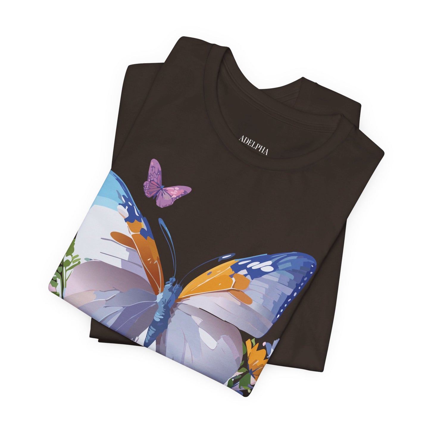 Natural Cotton Tee Shirt with Butterfly