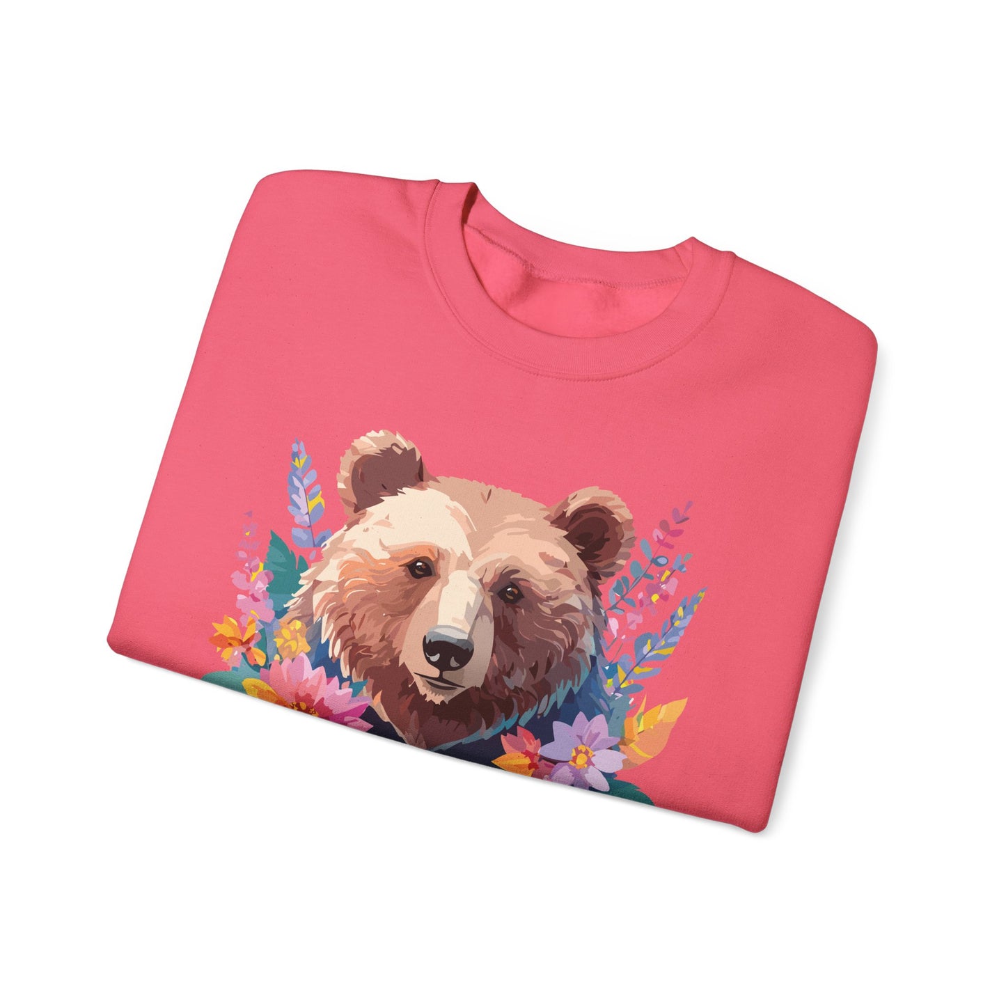 Unisex Floral Bear Sweatshirt, Animals Sweatshirt, Floral Sweatshirt, Art Design Sweatshirt