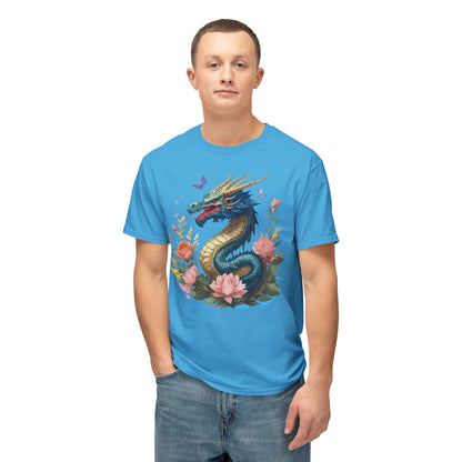 Unisex Dragon T Shirt With Art Print Floral Vintage Dragon Tee