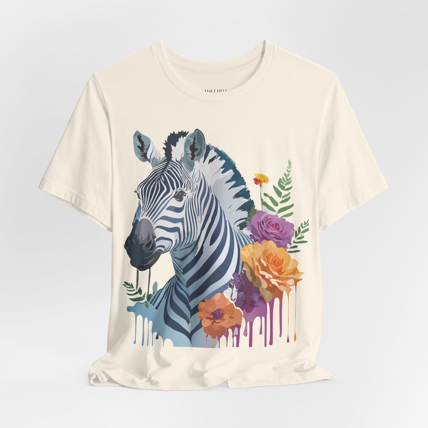 Natural Cotton Tee Shirt with Zebra