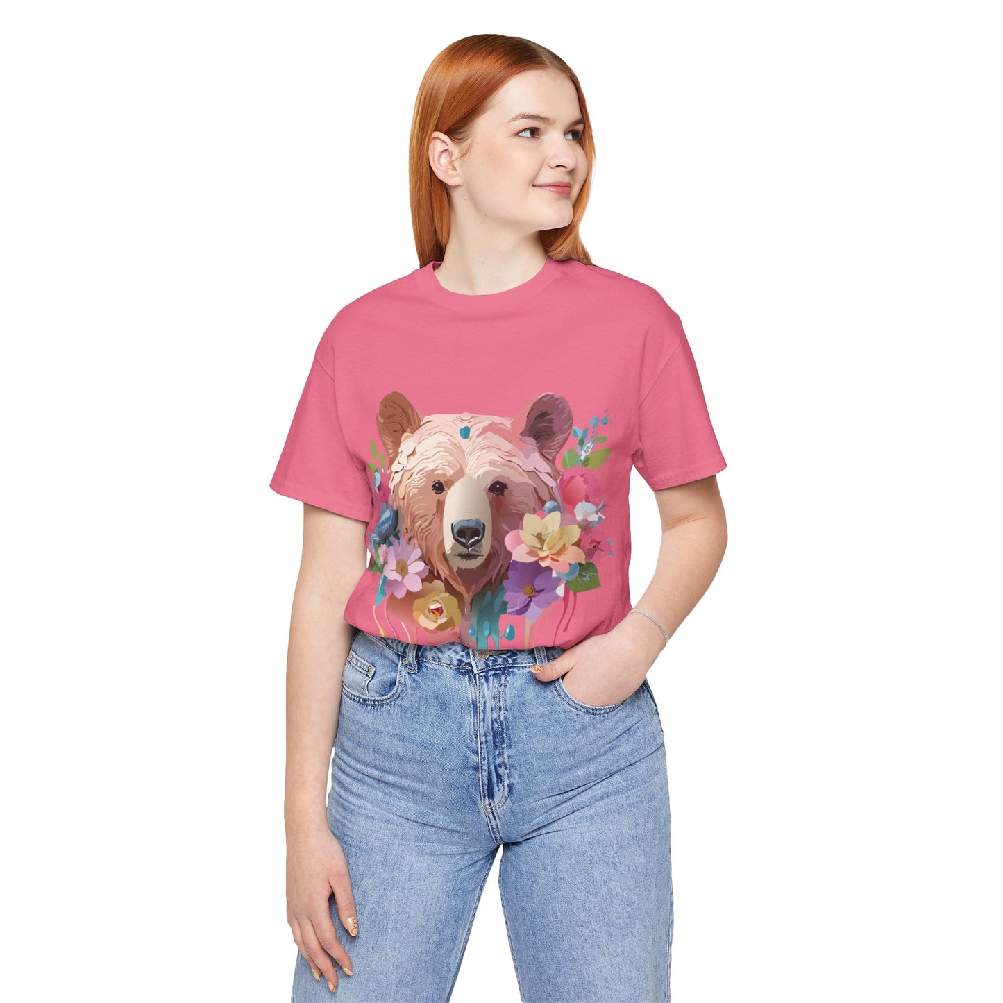 Natural Cotton Tee Shirt with Bear