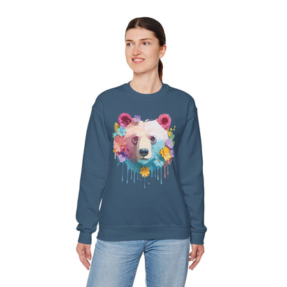 Unisex Floral Bear Sweatshirt Gildan 18000 Art Design Animals