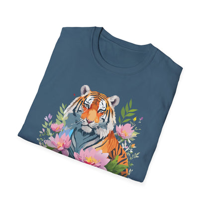 Tiger Print Unisex T Shirt Gildan Softstyle 64000 Animal Tee