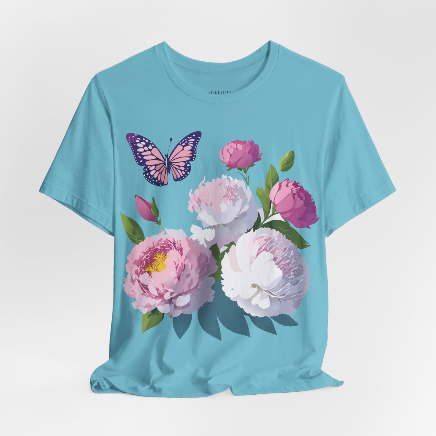 Natural Cotton Tee Shirt with Flowers