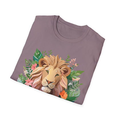 Lion Shirt Unisex Floral Lion Tee Animal Print Short Sleeve Tee