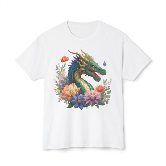 Dragon T-Shirt, Vintage Dragon Tee, Floral Tees, Dragon Art Design Shirt, Tee Shirt with Dragon 5