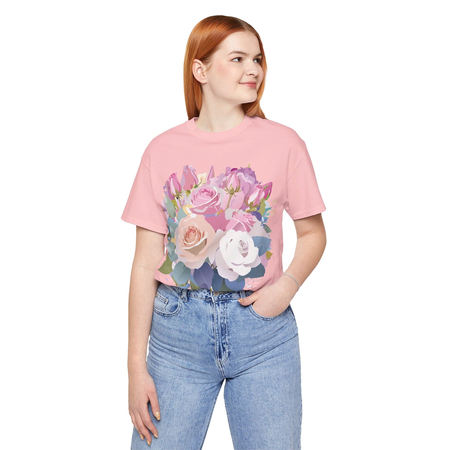 T-shirt en coton naturel avec fleurs