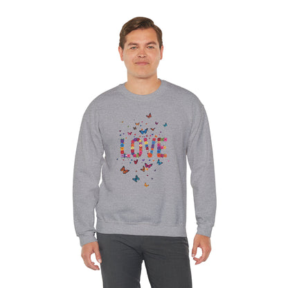 Unisex Floral Love Sweatshirt Fifty Fifty Cotton Poly Valentines Day
