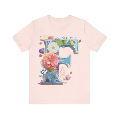 Natural Cotton Tee Shirt - Letters Collection - F Printify