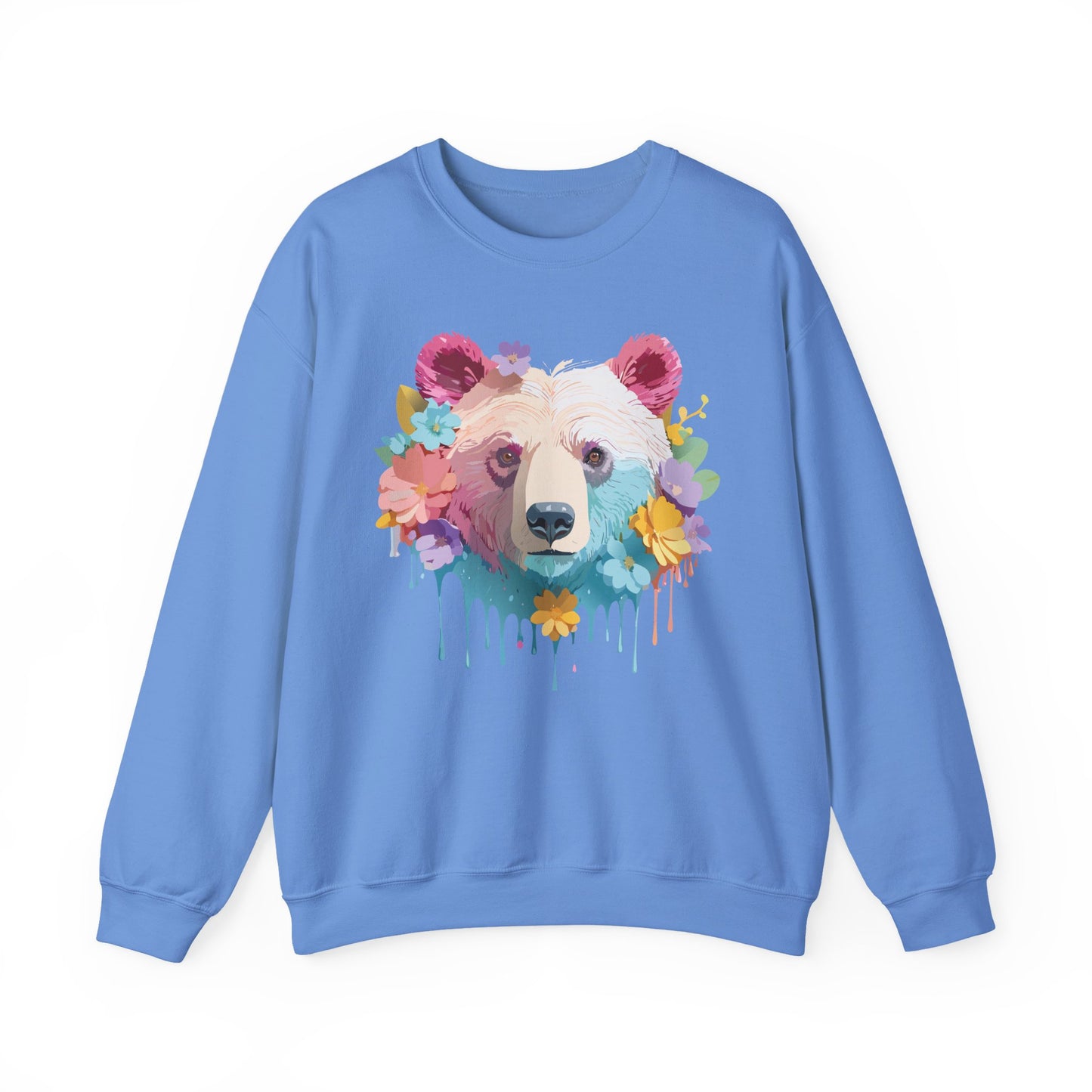 Unisex Floral Bear Sweatshirt, Animals Sweatshirt, Floral Sweatshirt, Art Design Sweatshirt