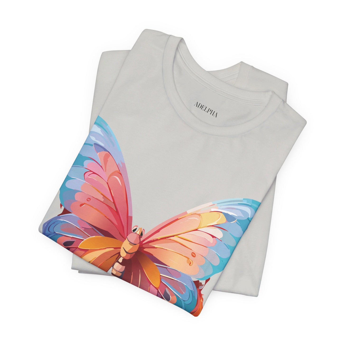 Natural Cotton Tee Shirt with Butterfly